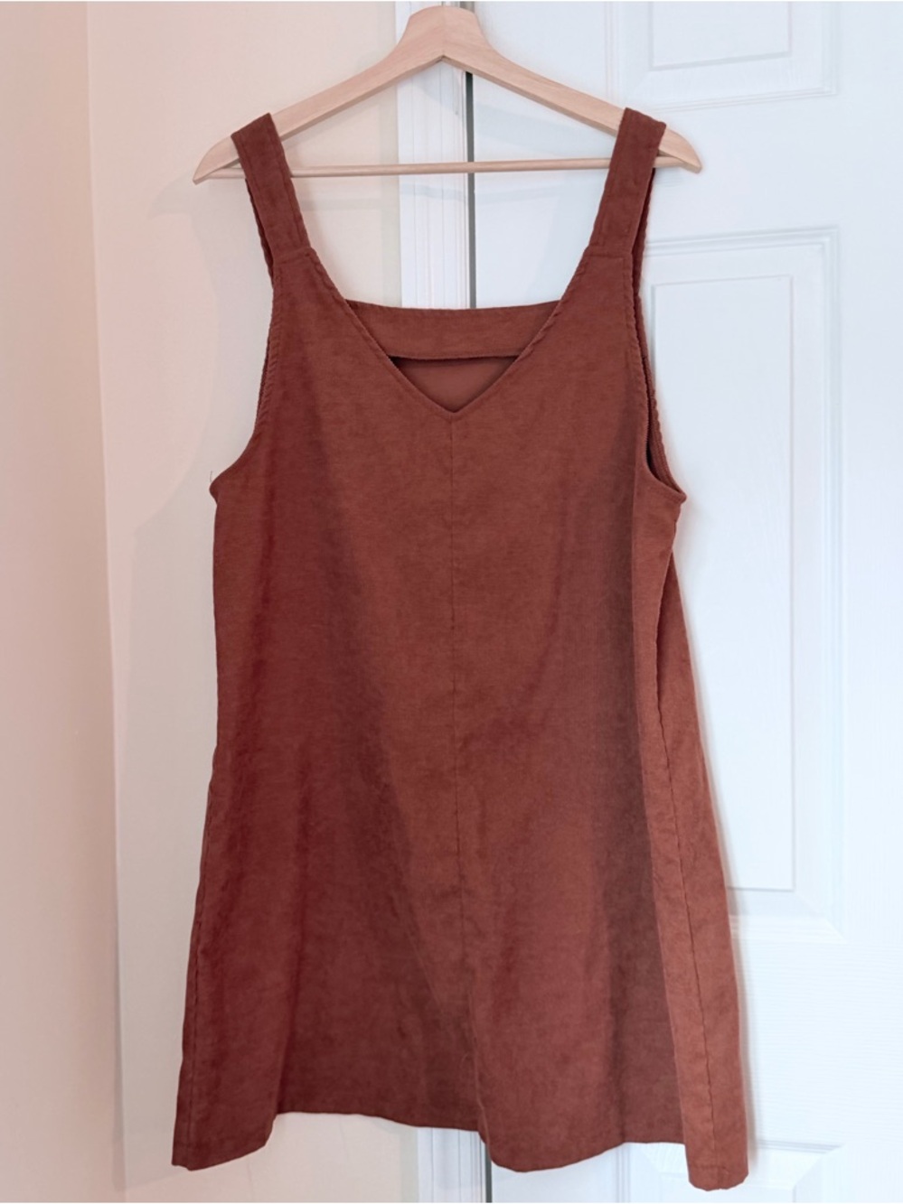 Women's Brown Sleeveless V-Neck Linen Blend Tunic
